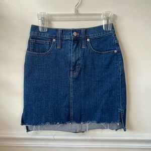 Madewell Mini Skirt Raw Step Hem Denim 24 25